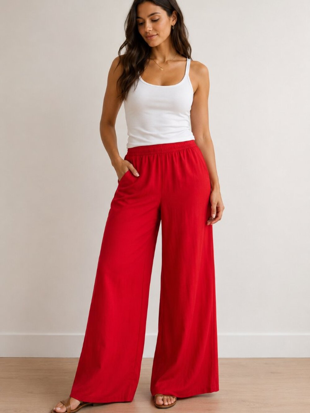 Banana Republic Red Cropped Wide Leg Pants NWT Small